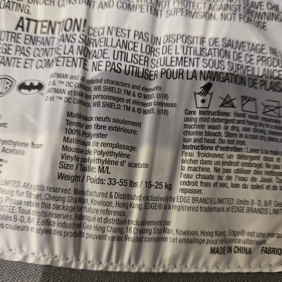 Batman DC Kids Floatation Device M/L - Picture 8 of 8